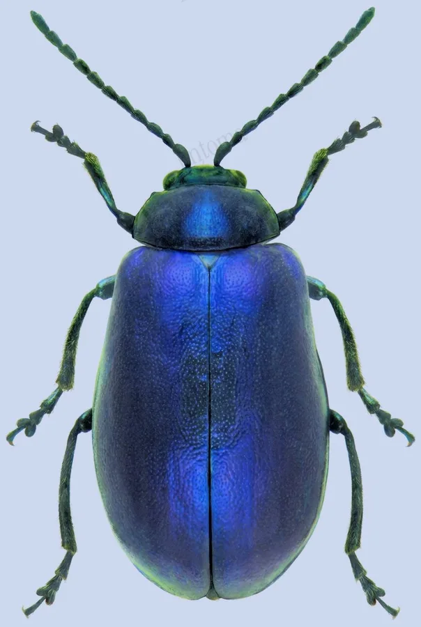 Alder leaf beetle, Agelastica alni, plate