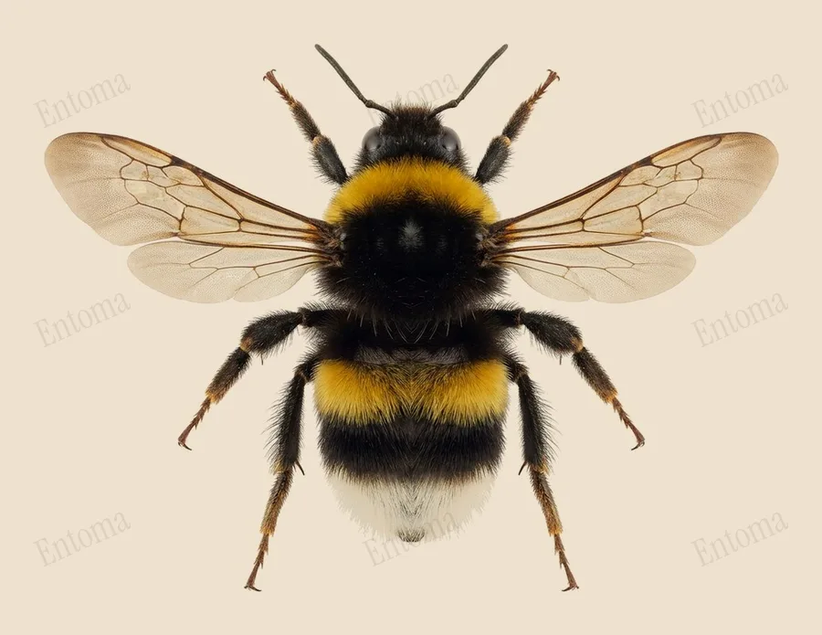 Garden bumble bee, Bombus hortorum, plate