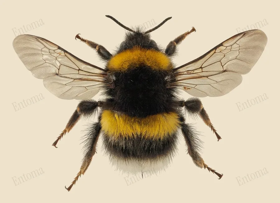 White-tailed bumblebee, Bombus lucorum, plate
