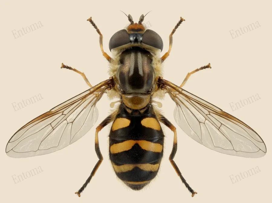 Stripe-backed hoverfly, Dasysyrphus albostriatus, plate