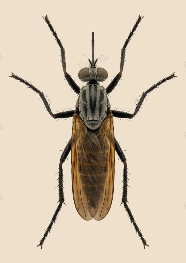 Tessellated dance fly, Empis tessellata, plate