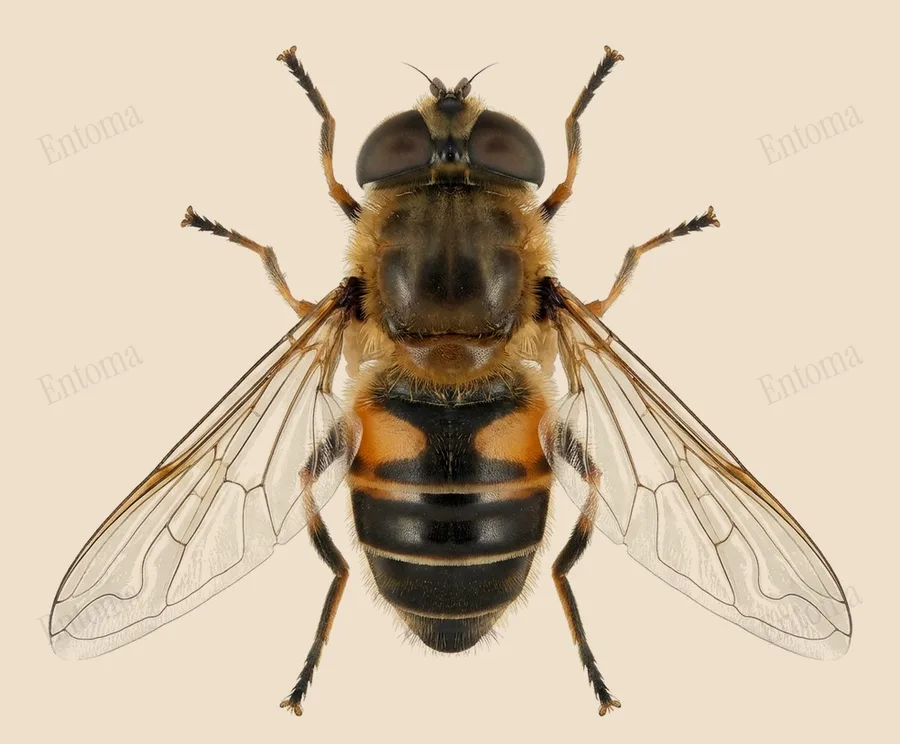Glass-winged dronefly, Eristalis similis, plate