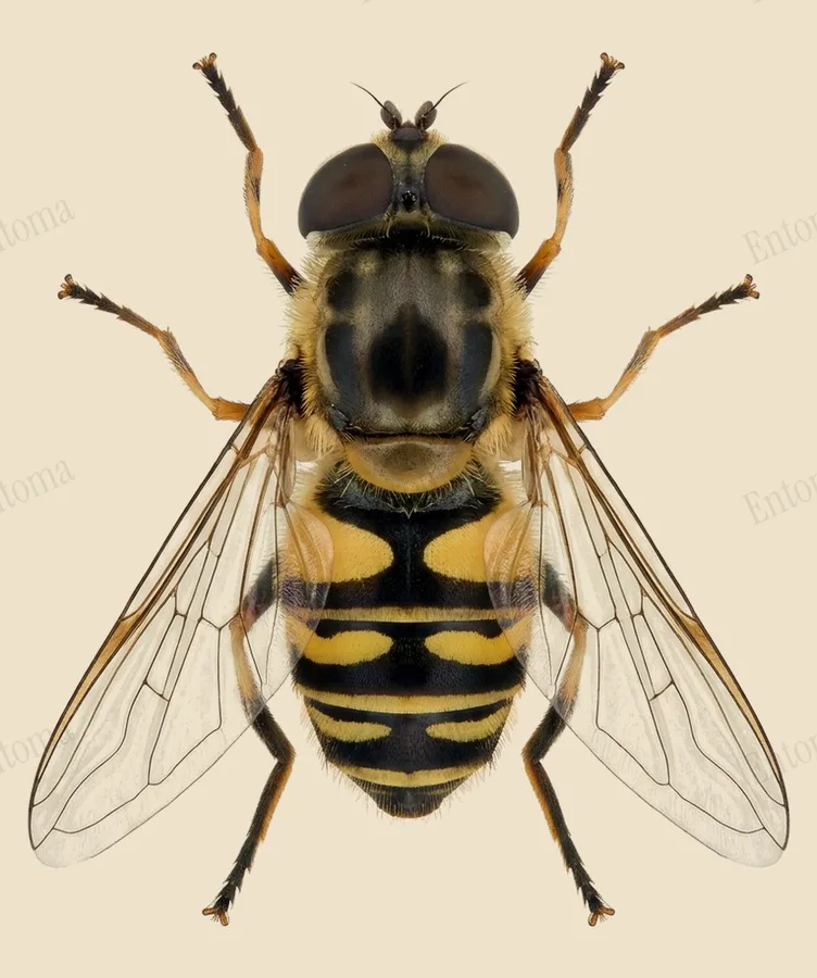 Transverse-banded flower fly, Eristalis transversa, plate