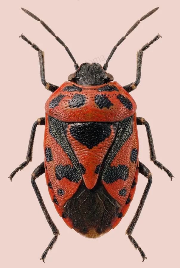 Red cabbage bug, Eurydema ornata, plate