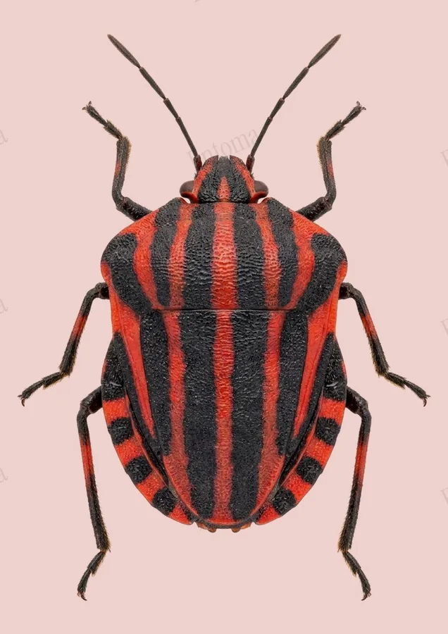 European striped shield bug, Graphosoma italicum, plate