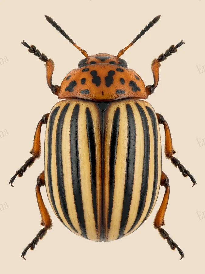 Colorado potato beetle, Leptinotarsa decemlineata, plate