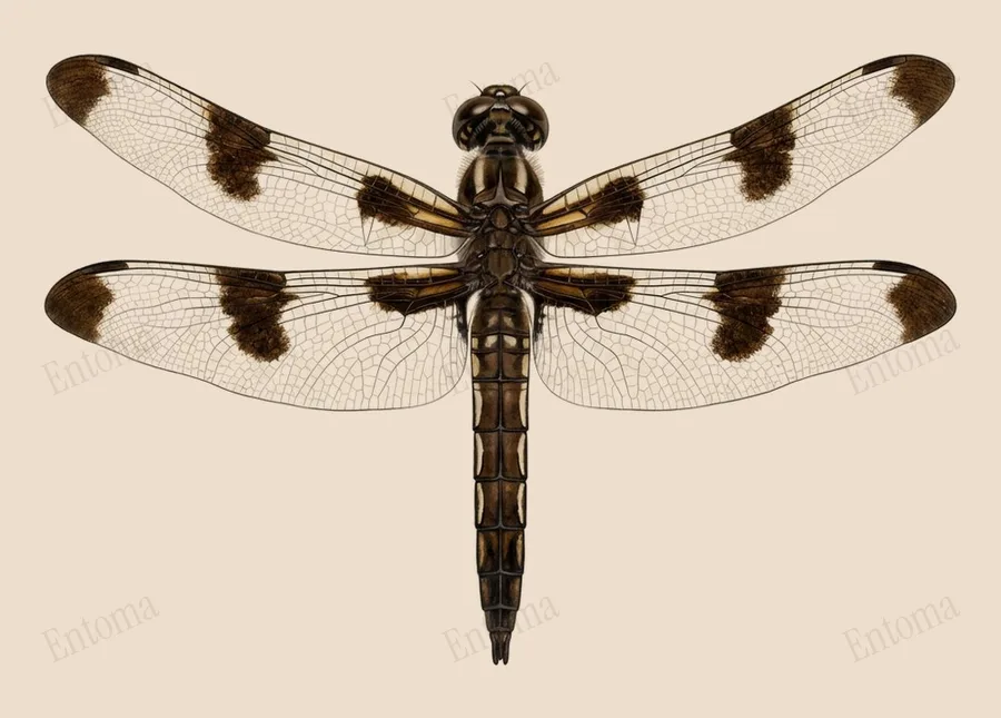 Twelve-spotted skimmer, Libellula pulchella, plate