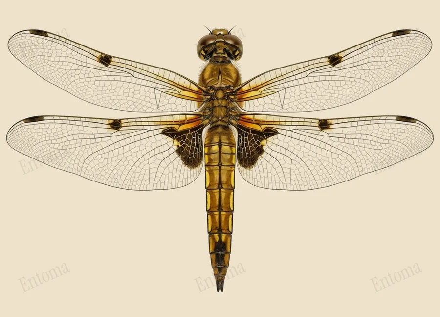 Four-spotted chaser, Libellula quadrimaculata, plate