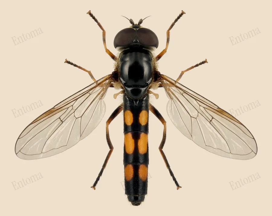 Ladder-backed hover fly, Melanostoma scalare, plate