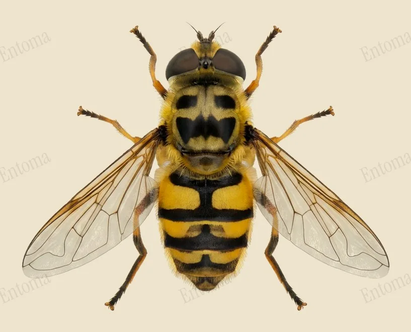 Yellow-haired sun fly, Myathropa florea, plate