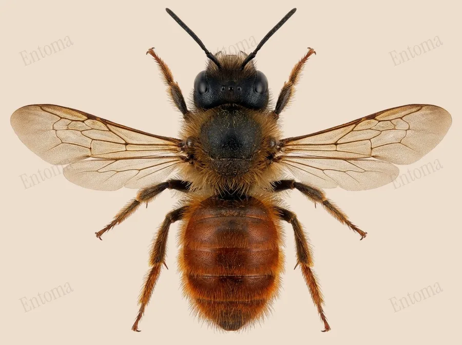 Red mason bee, Osmia bicornis, plate