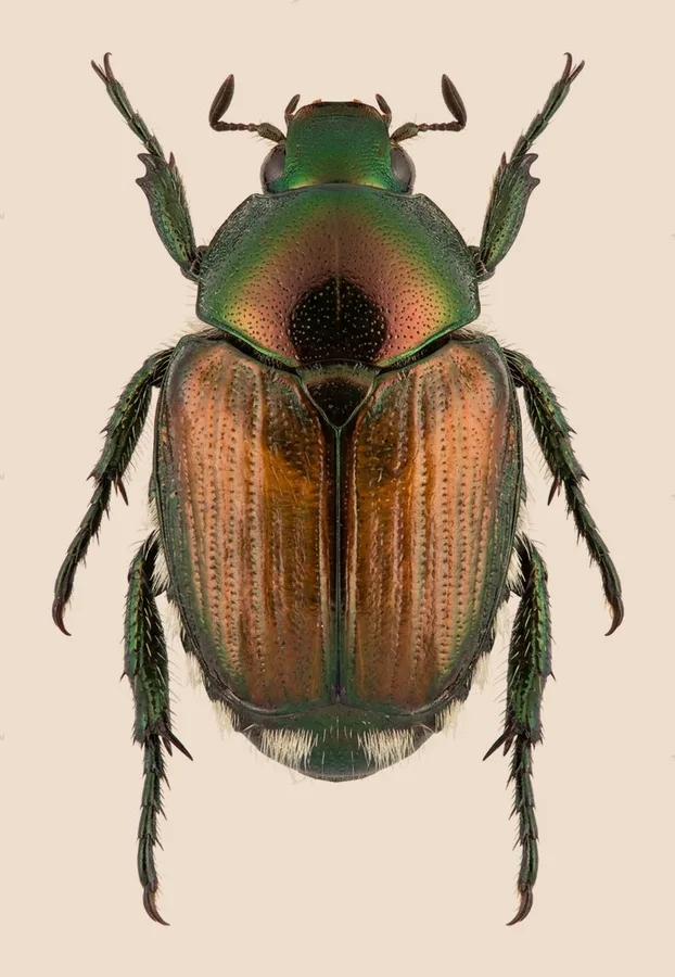 Japanese beetle, Popillia japonica, plate
