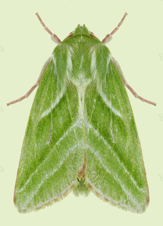Green silver-lines, Pseudoips prasinana, plate
