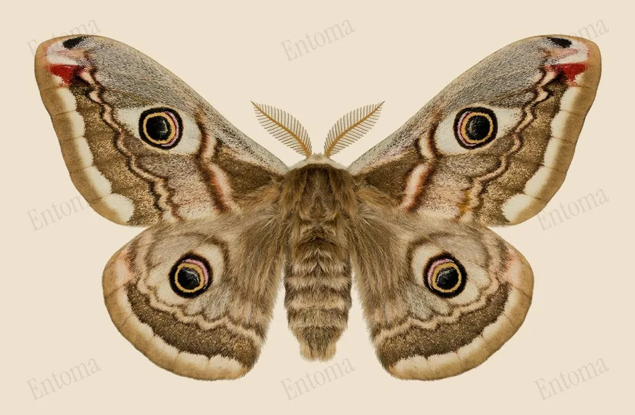 Emperor moth, Saturnia pavonia, plate