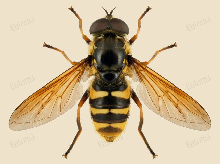 Yellow-barred peat hover fly, Sericomyia silentis, plate
