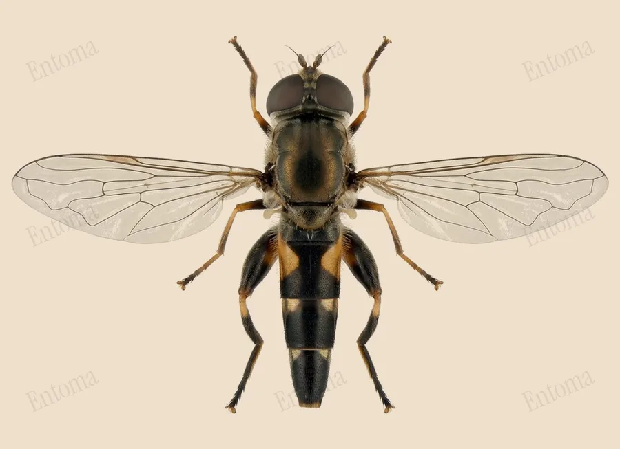 Thick-legged hover fly, Syritta pipiens, plate
