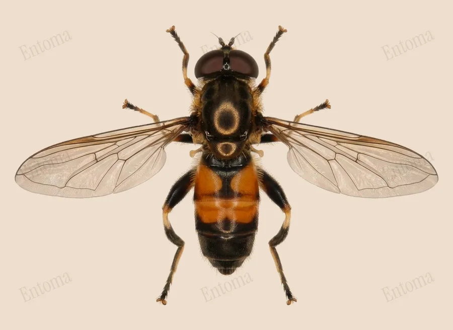 Orange-belted leafwalker, Xylota segnis, plate